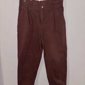 ZARA High-Waist Pleated Tapered Pants Brown